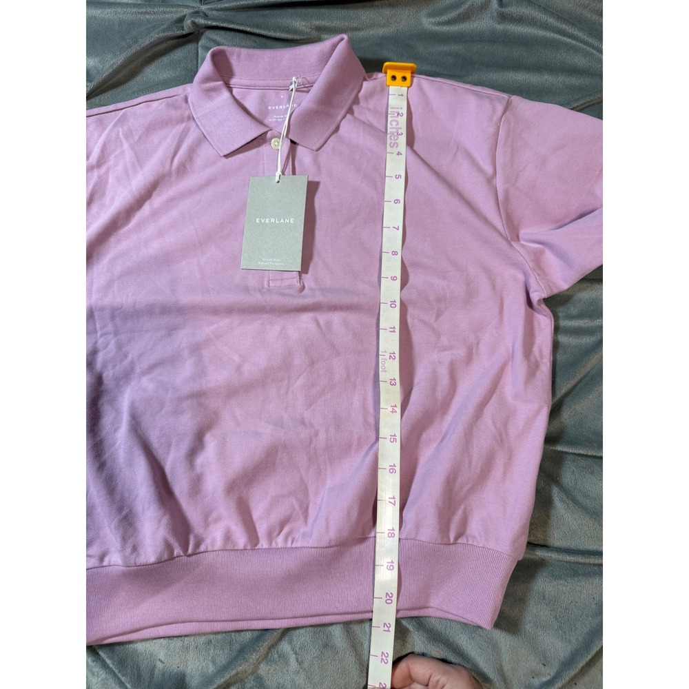 NEW Everlane Small Organic Cotton Oversized Polo Shirt Preppy Mauve Lilac Purple - Picture 5 of 8
